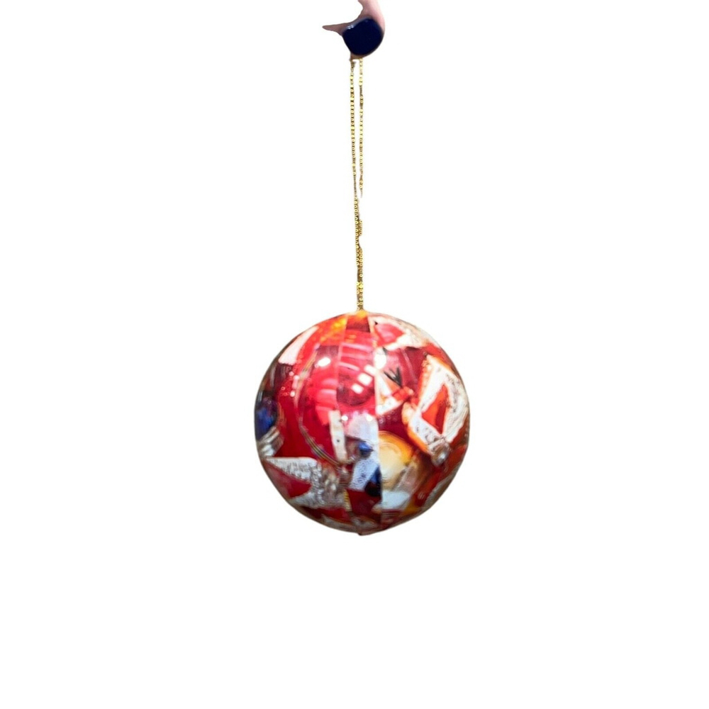 Vintage Decoupage Christmas Tree Ornaments Box Set Of 9 Large Ball Ornaments EUC - Picture 9 of 10